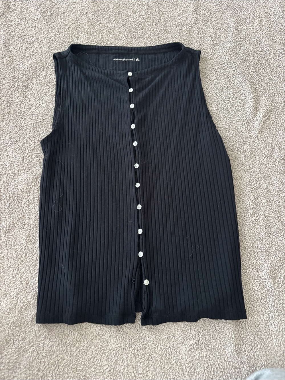 Abercrombie & Fitch Black Ribbed Button-Front Tank